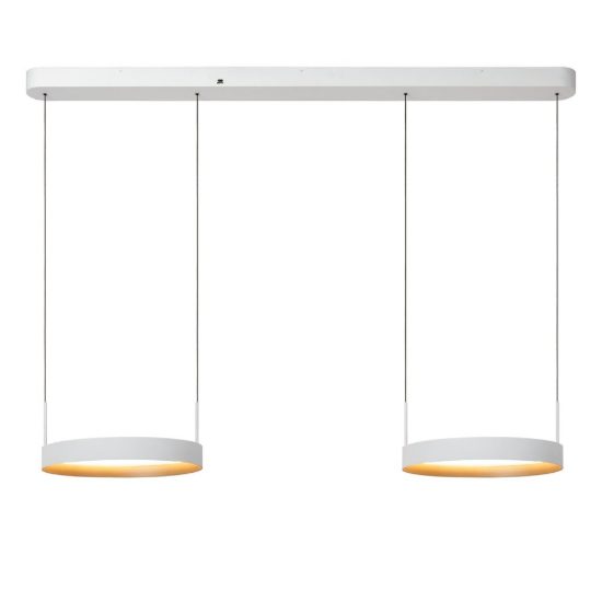 Lampadario con 2 pendenti ad anello bianco champagne led 76w cct 2200k 2700k 3000k
