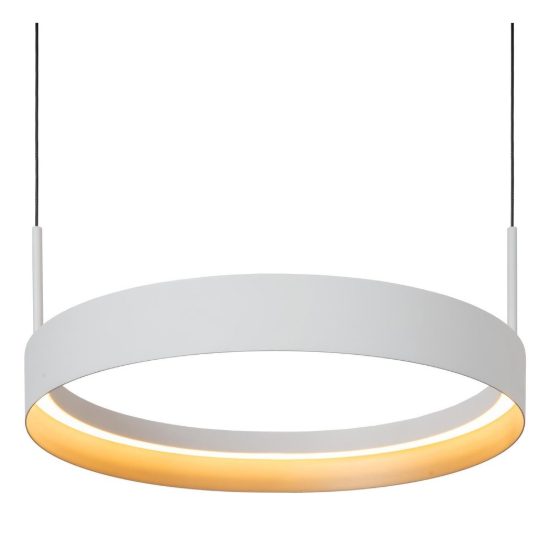 Lampadario con 2 pendenti ad anello bianco champagne led 76w cct 2200k 2700k 3000k