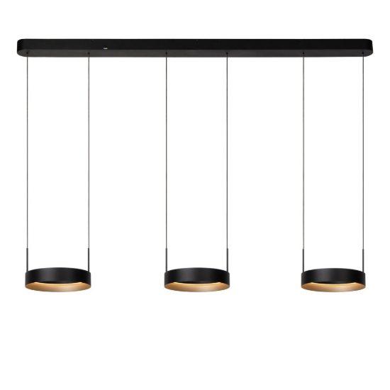 Lampadario con 3 pendenti ad anello per cucina nero champagne led 55,8w cct 2200k 2700k 3000k