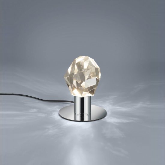 Abat-jour led 6,5w cct 2300k 3000k 4000k touch per comodino cromo con diffusore in cristallo