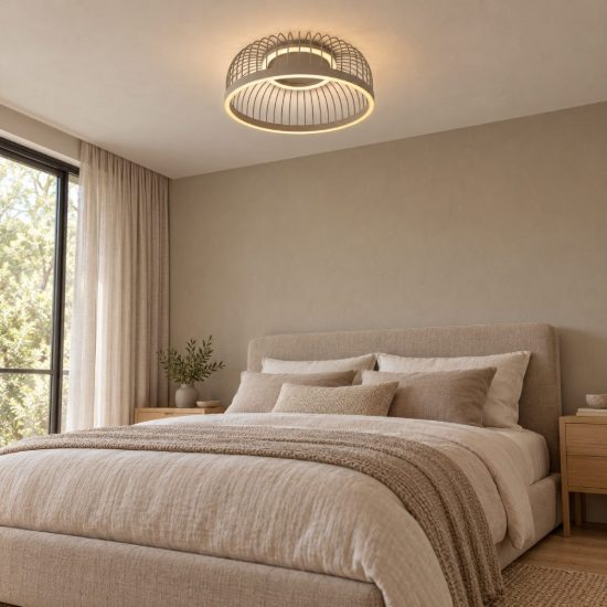 Plafoniera a gabbia per camera da letto moderna tortora led 22w cct 2200k 3300k 4000k dimmerabile