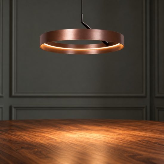 Lampadario ad anello per soggiorno moderno caffe nero led 36w cct 2200k 2700k 3000k dimmerabile