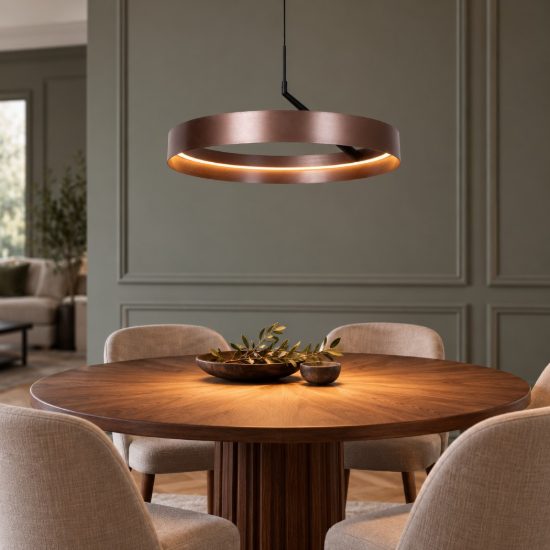 Lampadario ad anello per soggiorno moderno caffe nero led 36w cct 2200k 2700k 3000k dimmerabile
