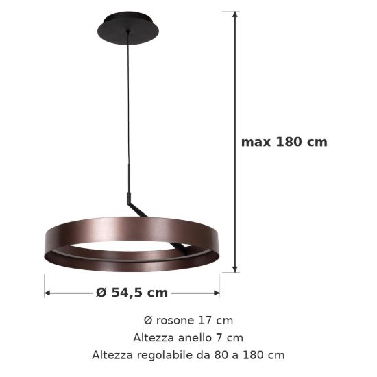 Lampadario ad anello per soggiorno moderno caffe nero led 36w cct 2200k 2700k 3000k dimmerabile