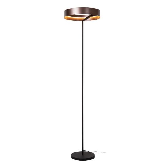 Piantana ad anello per soggiorno moderna caffe nero led 24w cct 2200k 2700k 3000k