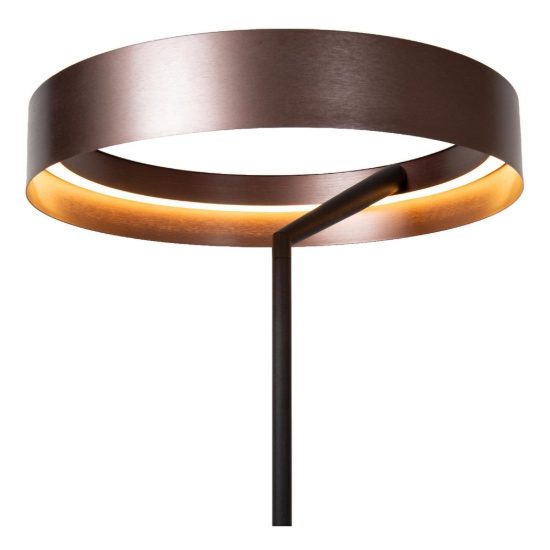 Piantana ad anello per soggiorno moderna caffe nero led 24w cct 2200k 2700k 3000k