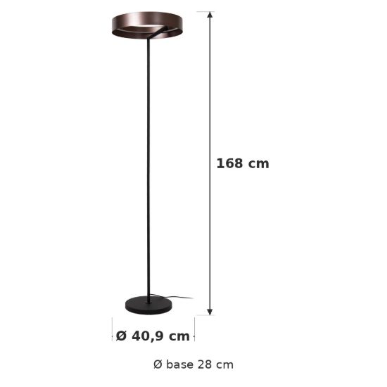 Piantana ad anello per soggiorno moderna caffe nero led 24w cct 2200k 2700k 3000k