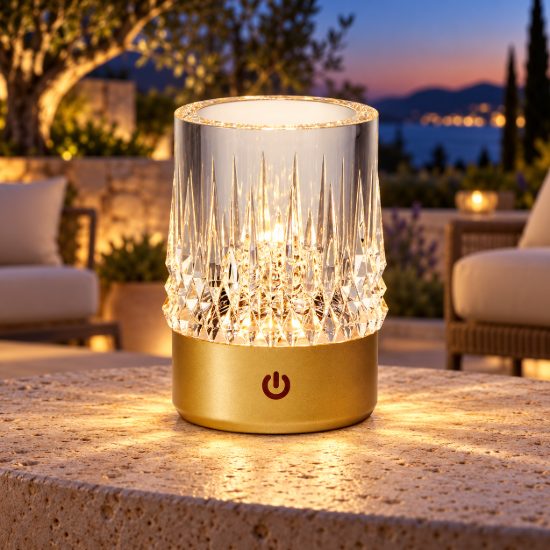 Lampada da tavolino per esterno ip44 oro led 3000k ricaricabile