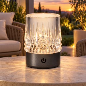 Lampada portatile per tavolino esterno nera led 3000k ip44 ricaricabile dimmerabile
