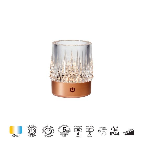 Lampada da tavolino per giardino led 1w 3000k ip44 ricaricabile dimmerabile