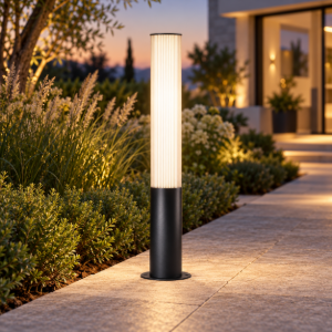 Lampione per esterno giardino cilindrico h65 cm nero led 3000k ip65