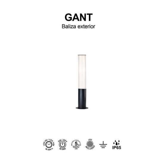 Lampione per esterno giardino cilindrico h65 cm nero led 3000k ip65
