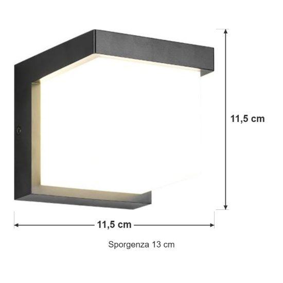 Applique da esterno led 10w 4000k ip44 moderna nera