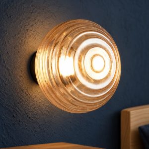 Applique per comodino camera da letto ricaricabile led 1,5w 3000k touch moderna nera con vetro ambra