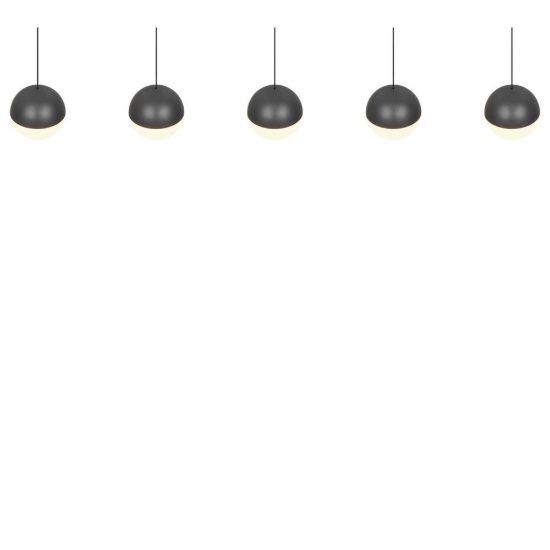 Lampadario 5 luci per sala da pranzo led 25w 3000k lineare antracite con sfere antracite bianche