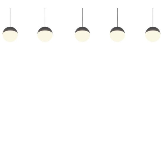 Lampadario 5 luci per sala da pranzo led 25w 3000k lineare antracite con sfere antracite bianche