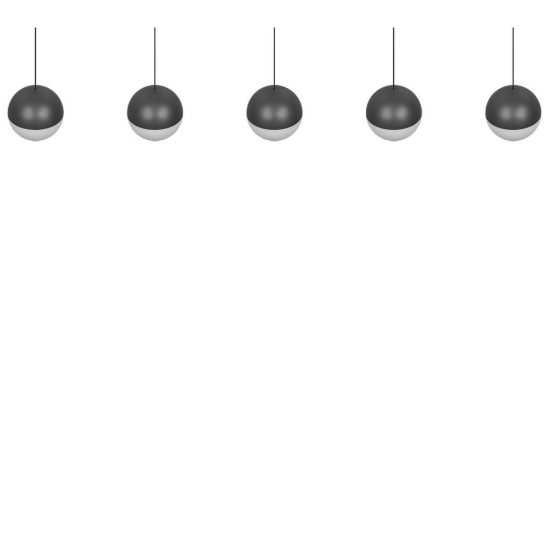 Lampadario 5 luci per sala da pranzo led 25w 3000k lineare antracite con sfere antracite bianche