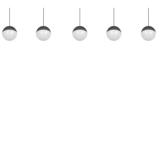 Lampadario 5 luci per sala da pranzo led 25w 3000k lineare antracite con sfere antracite bianche