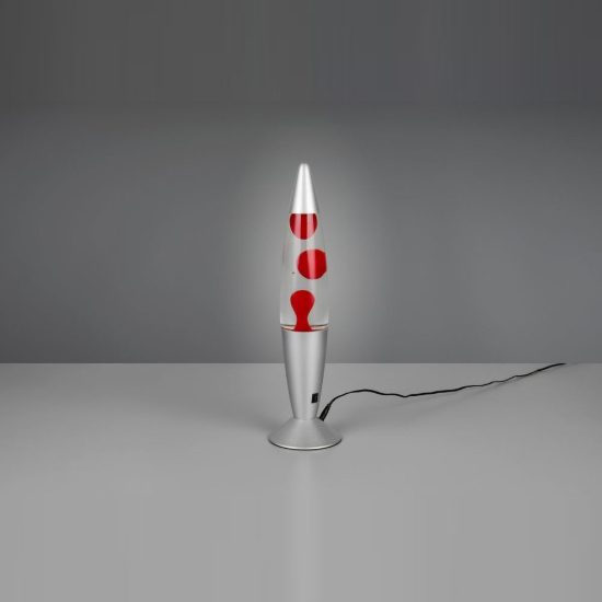 Lampada da tavolo led 2w 3000k effetto lava per cameretta a forma di razzo titanio con magma rosso