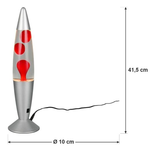 Lampada da tavolo led 2w 3000k effetto lava per cameretta a forma di razzo titanio con magma rosso