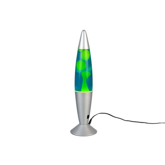 Lampada da tavolo led 2w 3000k effetto lava per cameretta a forma di razzo titanio con magma giallo