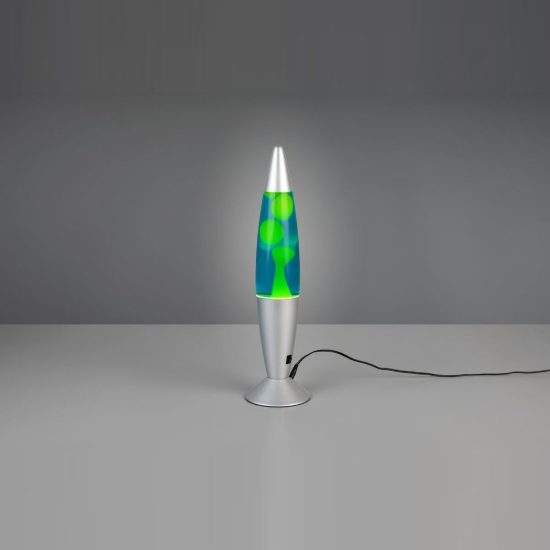 Lampada da tavolo led 2w 3000k effetto lava per cameretta a forma di razzo titanio con magma giallo
