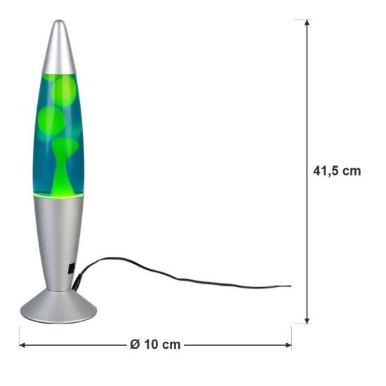 Lampada da tavolo led 2w 3000k effetto lava per cameretta a forma di razzo titanio con magma giallo