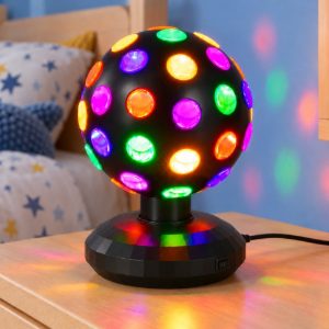 Lampada da tavolo led 1w 3000k usb-c per cameretta a forma di palla da discoteca nera
