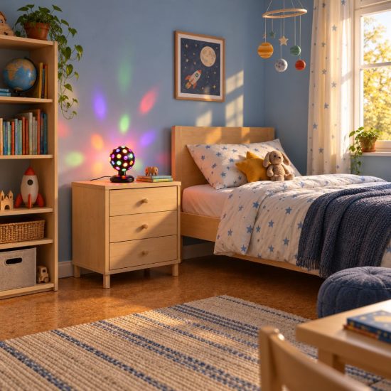 Lampada da tavolo led 1w 3000k usb-c per cameretta a forma di palla da discoteca nera