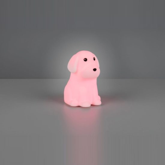 Lampada da tavolo led 0,5w 3000k rgb a batterie per cameretta a forma di cagnolino bianca