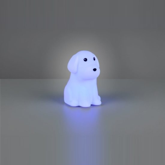 Lampada da tavolo led 0,5w 3000k rgb a batterie per cameretta a forma di cagnolino bianca