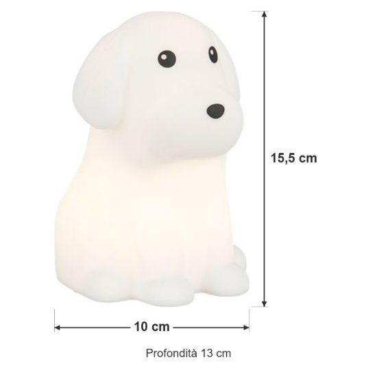 Lampada da tavolo led 0,5w 3000k rgb a batterie per cameretta a forma di cagnolino bianca