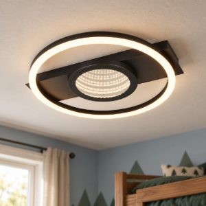 Plafoniera led 16w 3000k moderna nera con effetto infinito rotondo
