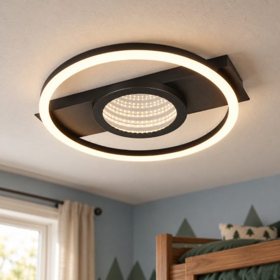 Plafoniera led 16w 3000k moderna nera con effetto infinito rotondo