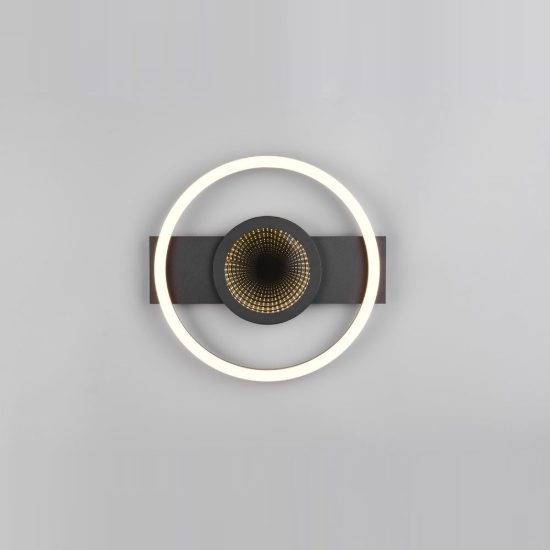Plafoniera led 16w 3000k moderna nera con effetto infinito rotondo