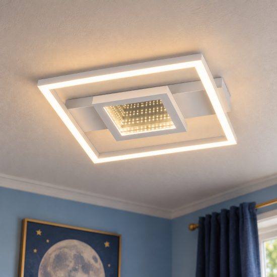 Plafoniera led 16w 4000k moderna bianca con effetto infinito quadrato