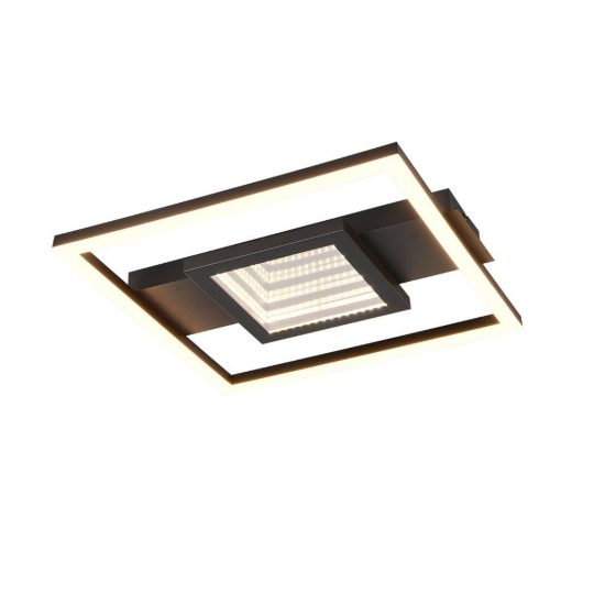 Plafoniera led 16w 3000k moderna nera con effetto infinito quadrato