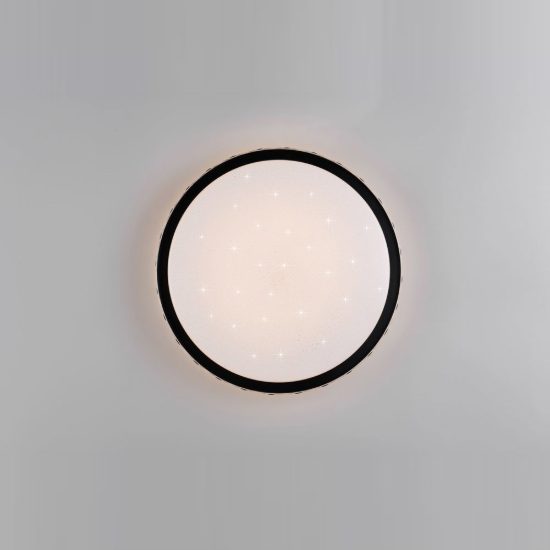 Plafoniera led 24w cct 2700k 6500k con telecomando nera effetto cielo stellato cristallo