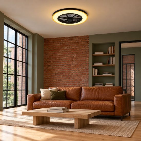 Ventilatore da soffitto con luce led 28w cct 2700k 6500k con telecomando oscillante nero oro