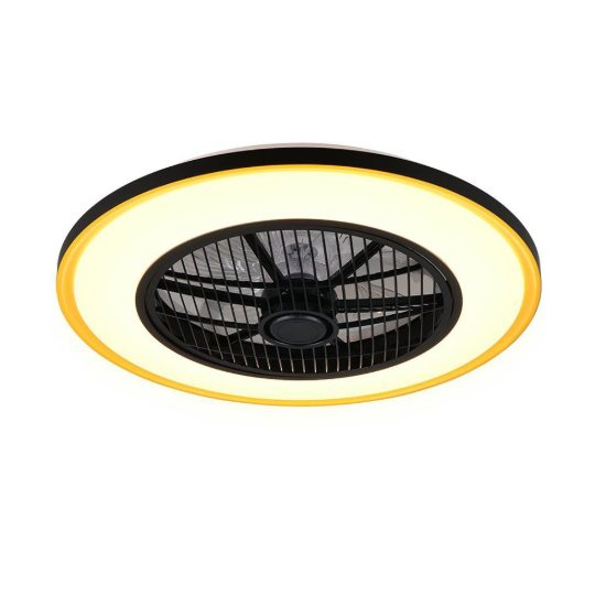 Ventilatore da soffitto con luce led 28w cct 2700k 6500k con telecomando oscillante nero oro