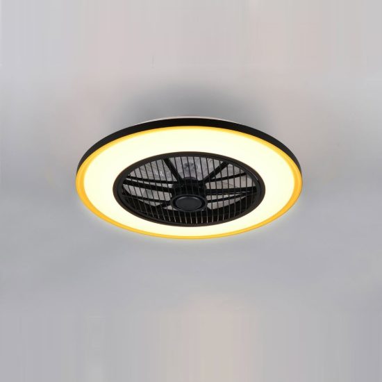 Ventilatore da soffitto con luce led 28w cct 2700k 6500k con telecomando oscillante nero oro