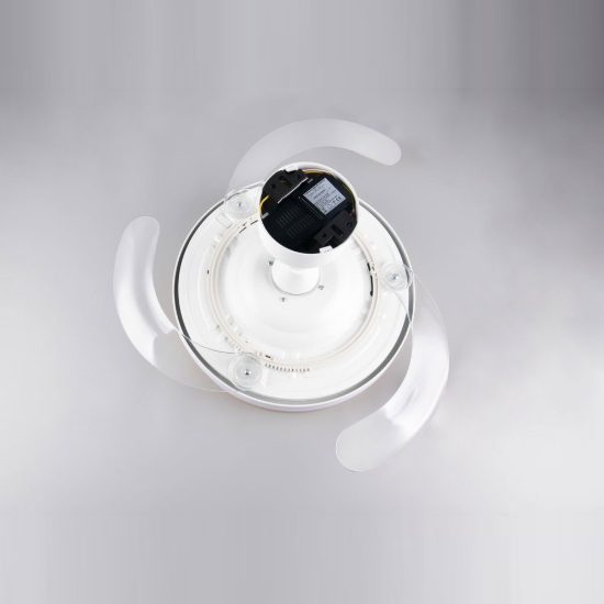 Ventilatore da soffitto led 30w cct 2700k 6500k con telecomando pale a scomparsa bianco legno