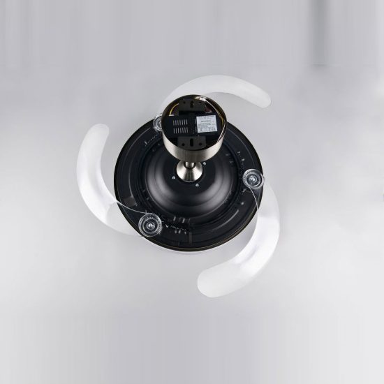Ventilatore da soffitto led 30w cct 2700k 6500k con telecomando pale a scomparsa nichel opaco