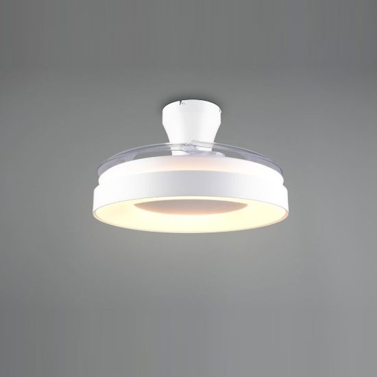 Ventilatore da soffitto led 32w cct 2700k 6500k con telecomando pale a scomparsa bianco legno
