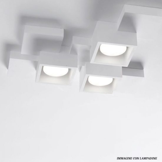 Plafoniera squadrata sforzin gesso bianco design moderno