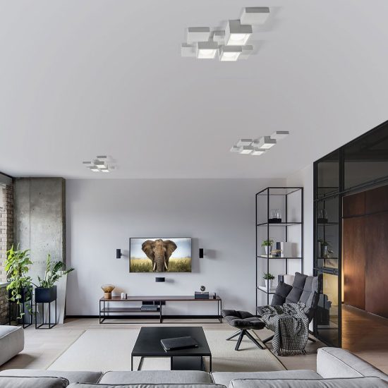 Plafoniera squadrata sforzin gesso bianco design moderno