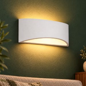 Applique per salotto bi-emissione moderna in gesso bianco verniciabile