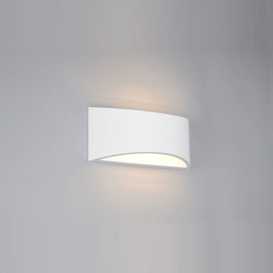 Applique per salotto bi-emissione moderna in gesso bianco verniciabile