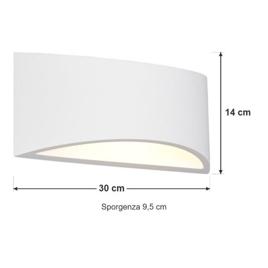 Applique per salotto bi-emissione moderna in gesso bianco verniciabile