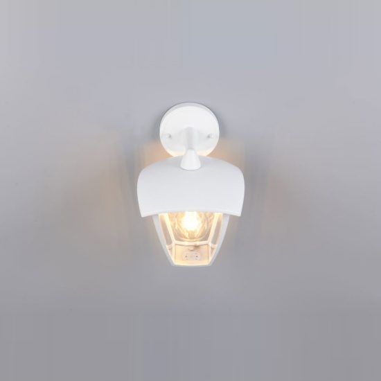 Applique da esterno ip44 moderna bianca con vetro trasparente rivolta verso il basso